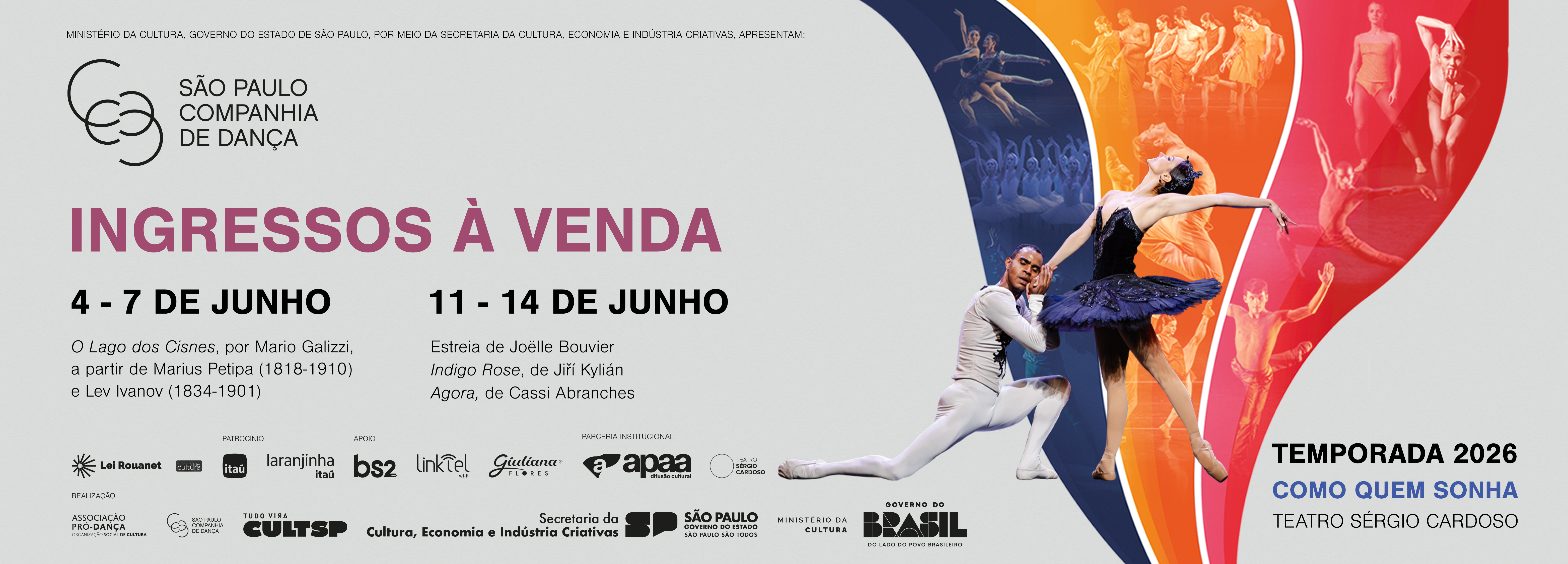 Ingressos à venda para os espetáculos entre os dia 4 a 14 de junho no Teatro Sérgio Cardoso